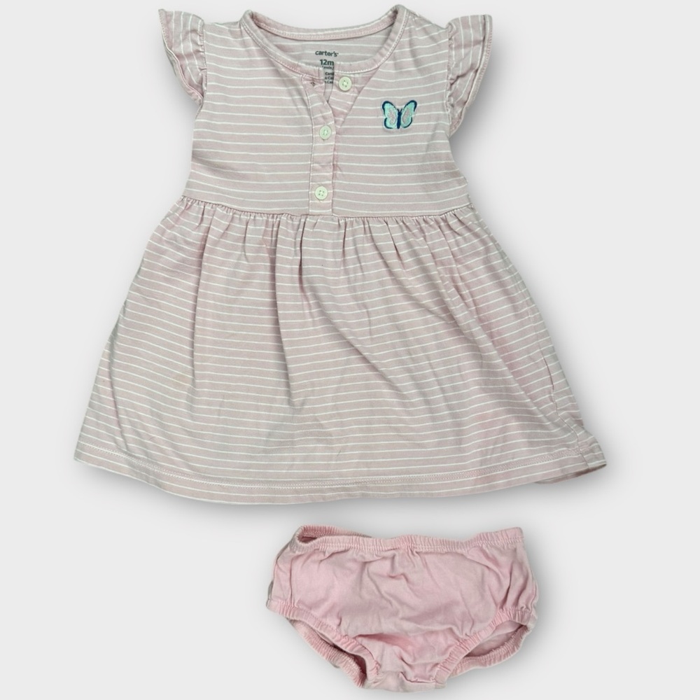 Striped Pink Dress with Bloomers